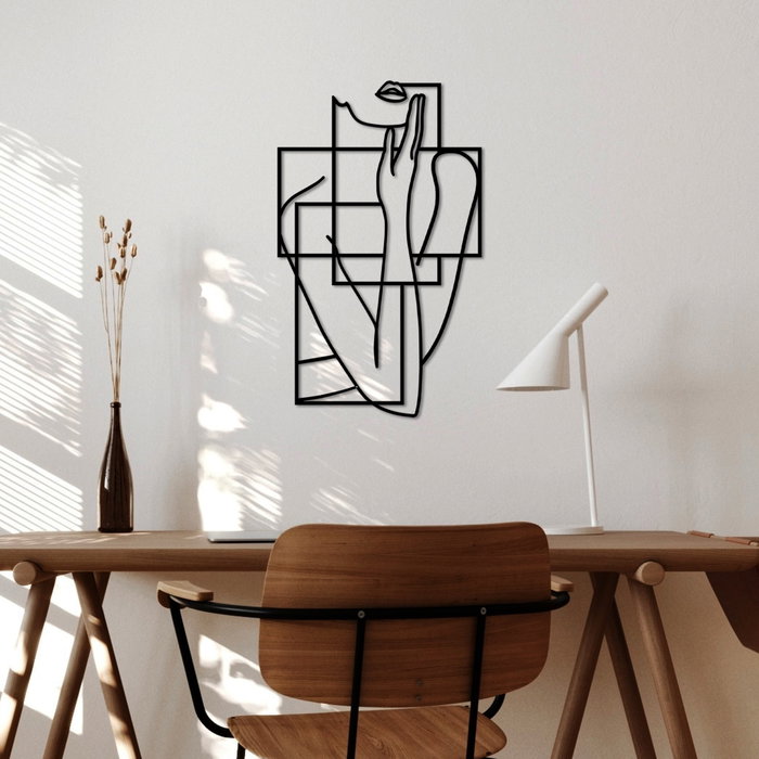 Wallity Think - M Escultura de Pared de Metal Negra